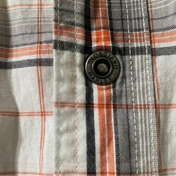 Harley-Davidson Men's Plaid Shirt - Orange and Gray - Picture 4 of 5
